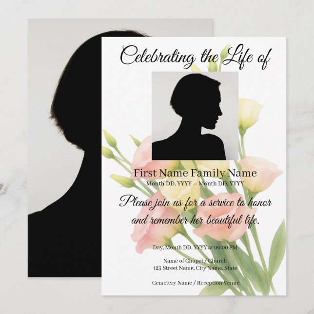 Invitación conmemorativa de flores  (Anverso / Reverso)