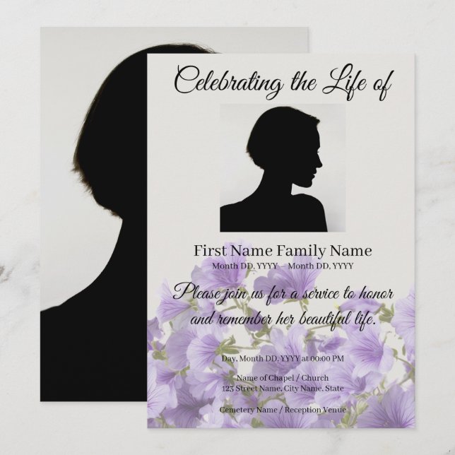 Invitación conmemorativa de geranio (Anverso / Reverso)