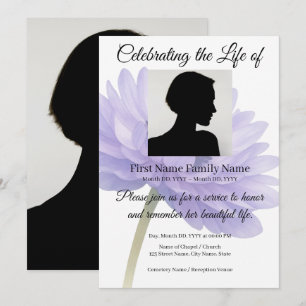 Invitación conmemorativa de gerbera púrpura