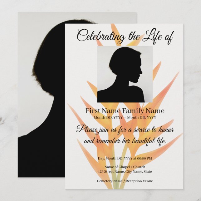 invitación conmemorativa de heliconia (Anverso / Reverso)