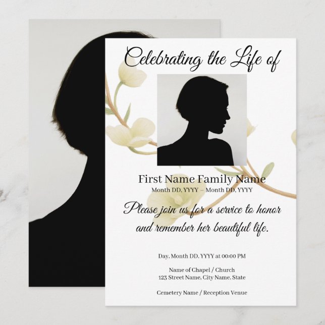 invitación conmemorativa de jazmín (Anverso / Reverso)
