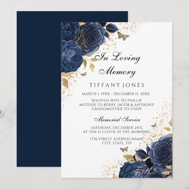 Invitación conmemorativa de los Rosas azul índigo  (Anverso / Reverso)