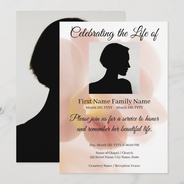 Invitación conmemorativa de orquídea (Anverso / Reverso)