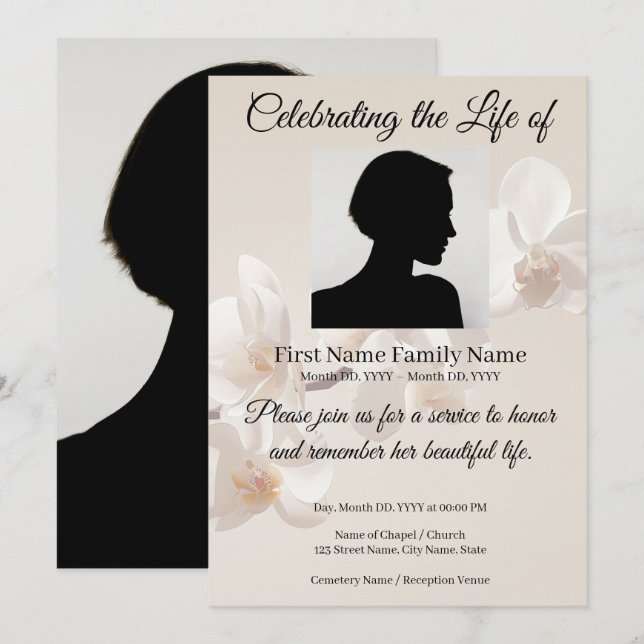 Invitación conmemorativa de orquídea (Anverso / Reverso)