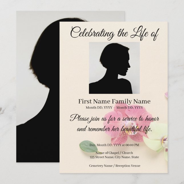 Invitación conmemorativa de orquídea (Anverso / Reverso)