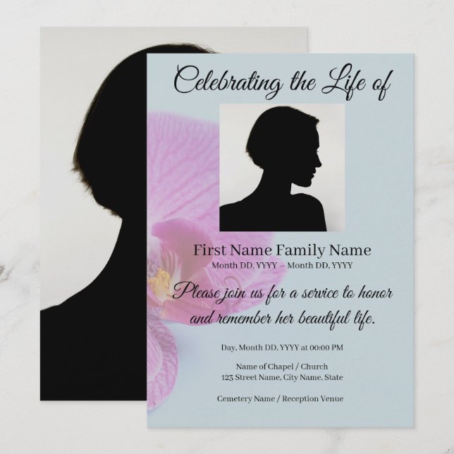 Invitación conmemorativa de orquídea azul (Anverso / Reverso)