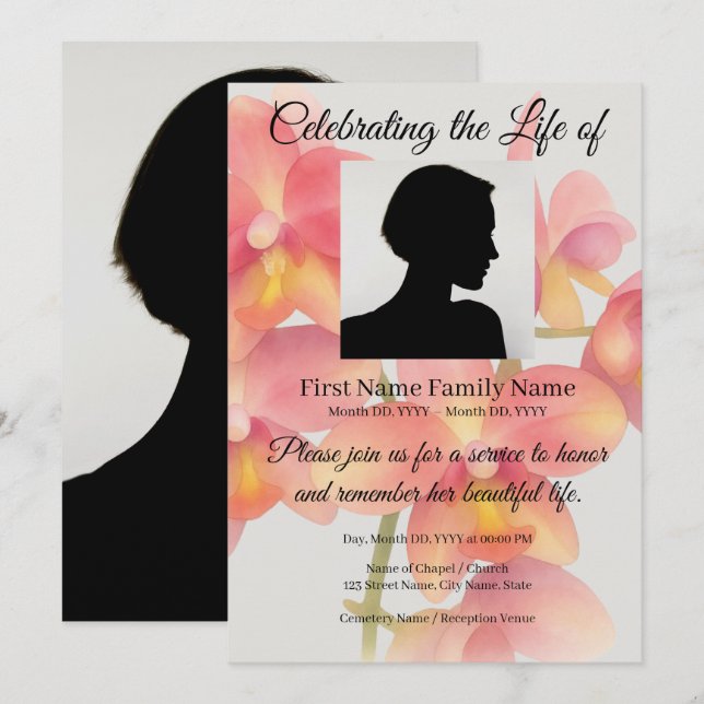Invitación conmemorativa de orquídea de jardín (Anverso / Reverso)