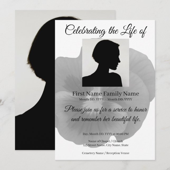 invitación conmemorativa de pensamiento (Anverso / Reverso)