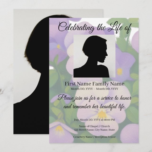 invitación conmemorativa de pensamiento (Anverso / Reverso)