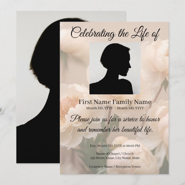 invitación conmemorativa de peonía (Anverso / Reverso)