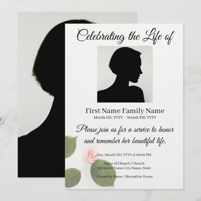 Invitación conmemorativa de rosa (Anverso / Reverso)