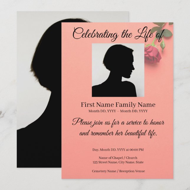 Invitación conmemorativa de rosa (Anverso / Reverso)