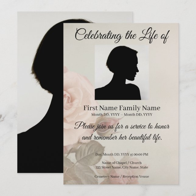 Invitación conmemorativa de rosa (Anverso / Reverso)