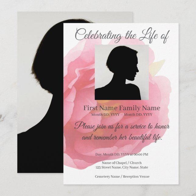 Invitación conmemorativa de rosa  (Anverso / Reverso)