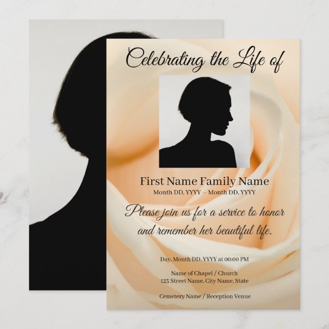 Invitación conmemorativa de rosa (Anverso / Reverso)