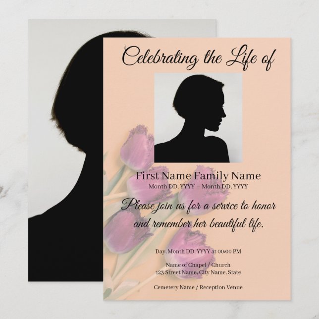 invitación conmemorativa de tulipán con flecos (Anverso / Reverso)
