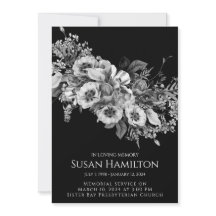 Invitación conmemorativa del funeral de Black & Wh