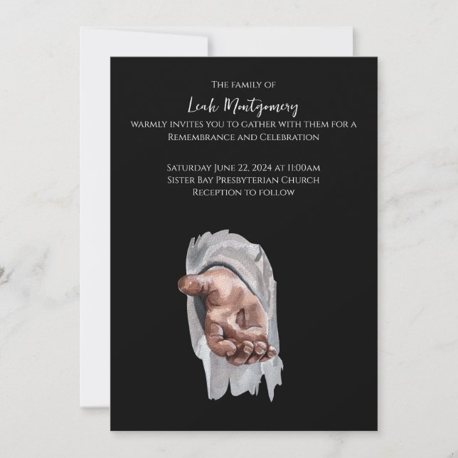 Invitación conmemorativa del funeral de Jesús (Anverso)
