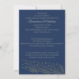 Invitación conmemorativa del funeral de la marina