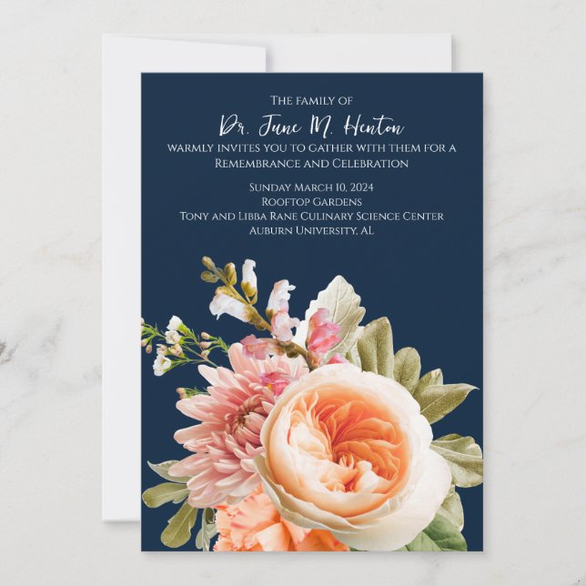 Invitación conmemorativa del funeral floral de la  (Anverso)