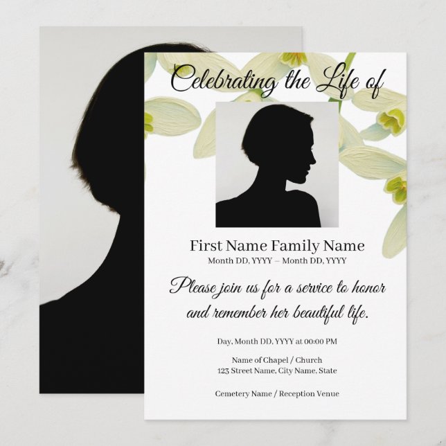 invitación conmemorativa rosa snowdrop (Anverso / Reverso)