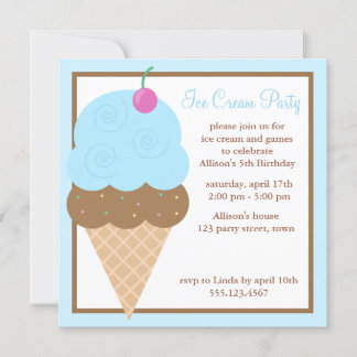 Invitación Cono azul de crema de hielo