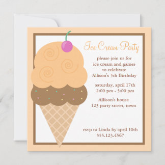 Invitación Cono de crema de hielo Naranja