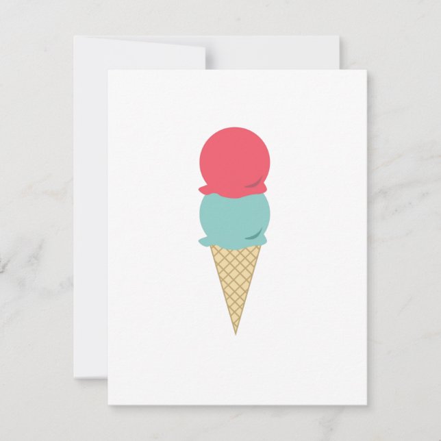 Invitación Cono de crema de hielo Whimsical Double Scoop (Anverso)