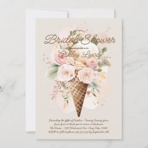 Invitación Cono de flor de helado boho, cono de acuarela