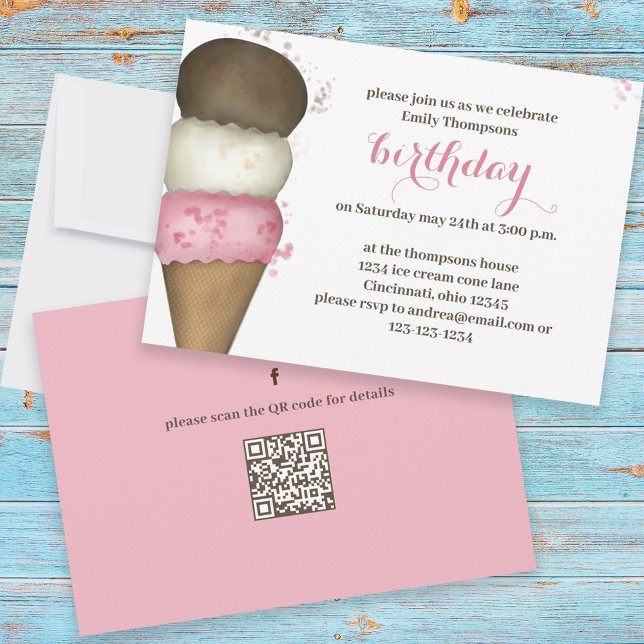 Invitación Cono de helado de fiesta de cumpleaños (Subido por el creador)