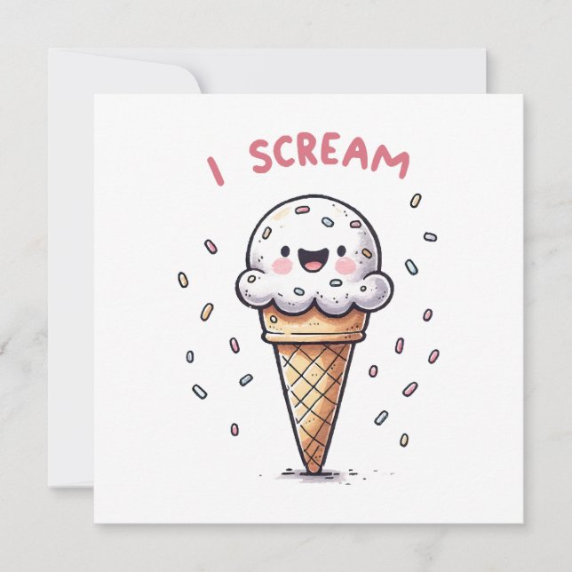 Invitación Cono de helado I Scream con grageas (Anverso)