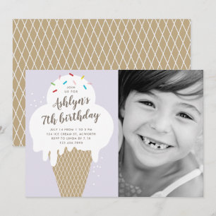 Invitación Cono de helado niños foto cumpleaños
