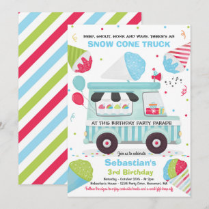 Invitación Cono de Nieve Fiesta de Cumpleaños Conducida Por D