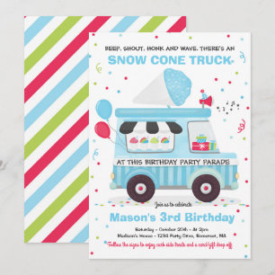 Invitación Cono de Nieve Fiesta de Cumpleaños Conducida Por D