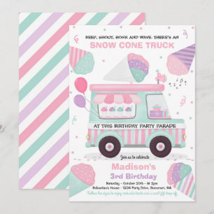 Invitación Cono de Nieve Fiesta de Cumpleaños Contra Desfile 