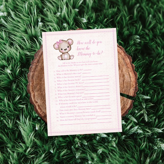 Invitación Conoce a mamá mejor carta de juego de oso Chica (Subido por el creador)