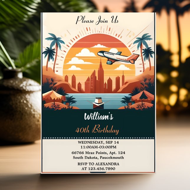Invitación Conoce a Travel Cabin Beach Destino 40 cumpleaños (Subido por el creador)