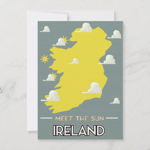Invitación Conoce el Sol cartel vintage de viaje Irlanda