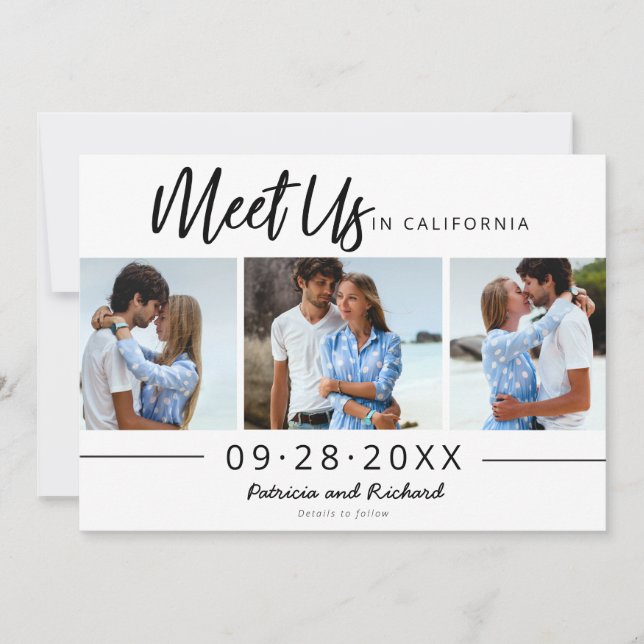 Invitación Conócenos en Destino Save The Date 3 Foto (Anverso)