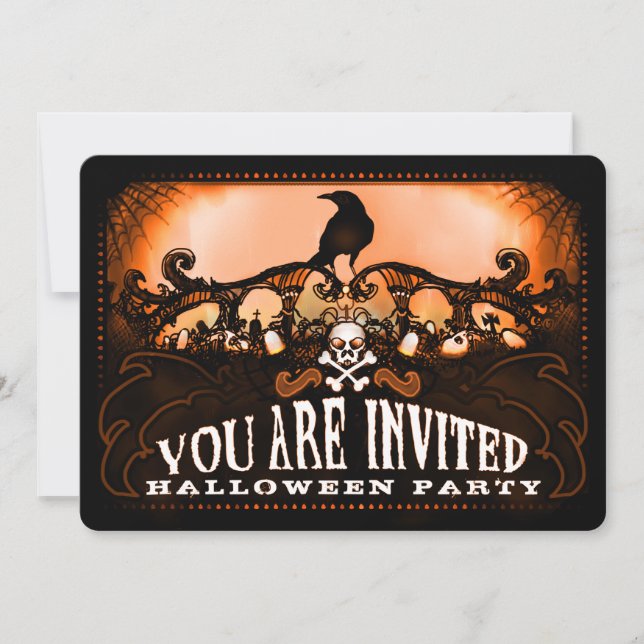 Invitación Conocido Naranja y invitado de la fiesta de Hallow (Anverso)