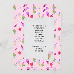 Invitación Conos de Fiestas sociales de helados