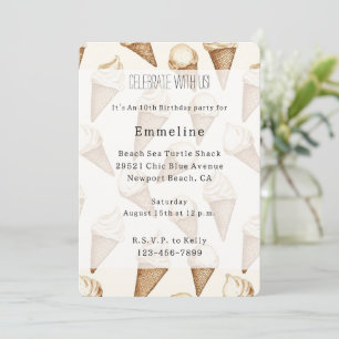 Invitación Conos de Helado Cumpleaños