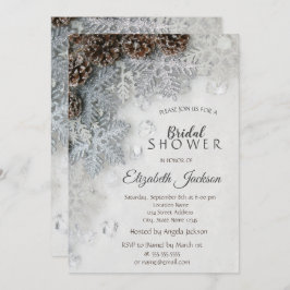 Invitación Conos de pino, copos de nieve, ducha de novias