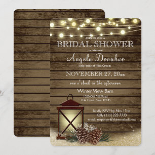 Invitación Conos de pino y ducha nupcial rusa de linternas