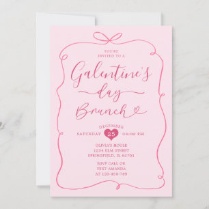 Invitación Conqueta rosa dibujada a mano para el brunch del d