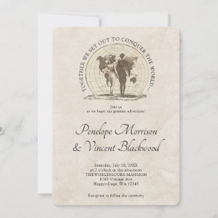Invitación Conquistar al mundo juntos Boda