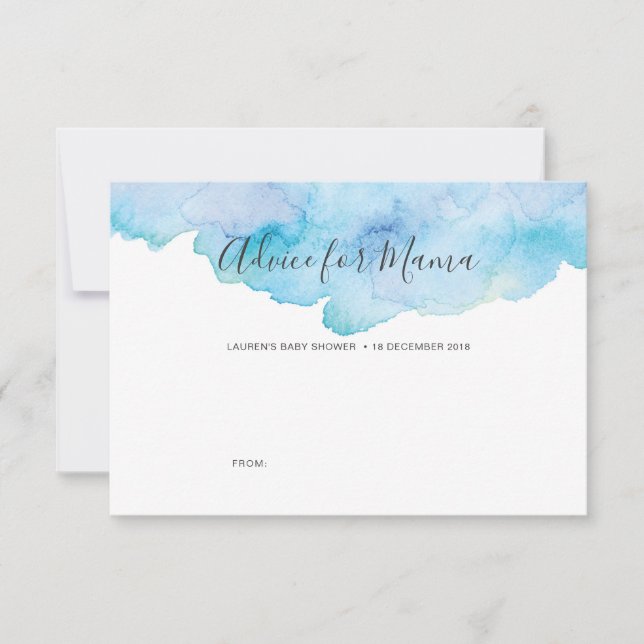 Invitación Consejo azul de Baby Shower de la acuarela para (Anverso)