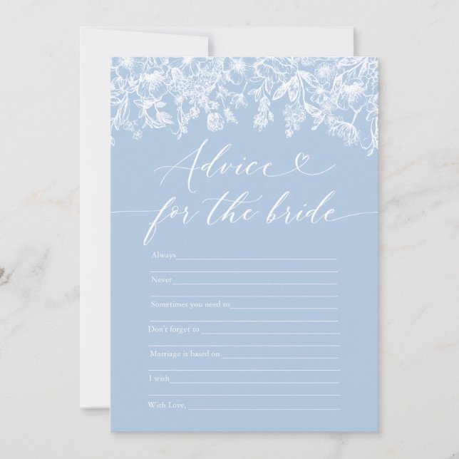 Invitación Consejo azul para el juego de la ducha de novia (Anverso)