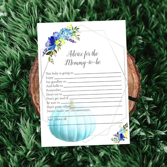 Invitación Consejo Baby Shower De Calabaza Para Mami | Azul (Subido por el creador)