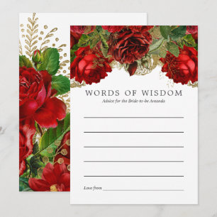 Invitación Consejo de ducha de novia rojo y dorado de Borgoña